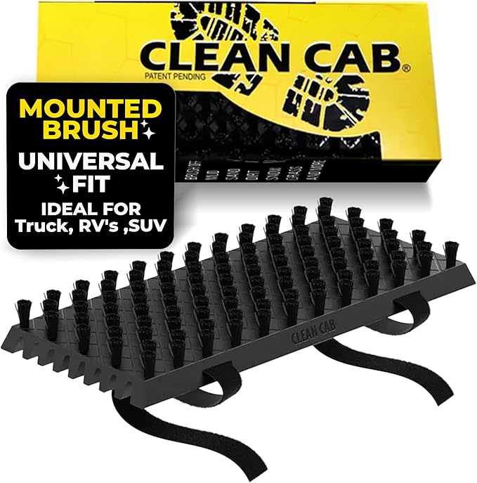 Universal Fit Truck Step Mounted Brush - Heavy Duty Boot Brush for Trucks, RVs, SUVs, and Semis - Easy Velcro Mounting - Perfect for Camping, Jobsite, and Home - Durable and Reliable