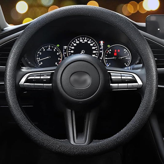 LRITER Car Steering Wheel Cover, Non-Slip Silicone Material, Multiple Color Choices, Universal Auto Parts Steering Wheel Cover, Suitable for Most Cars (Black)