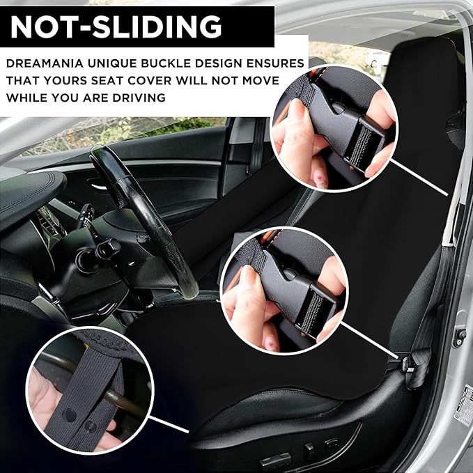 Waterproof Seat Cover, 2pcs Upgraded Sweat Carseat Protector, Perfect for Universal Anti-Slip Car Truck SUV Seat, Ideal for Surfing Yoga Gym Workout, Black