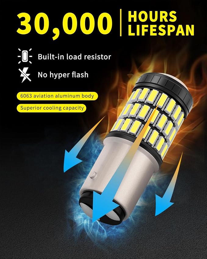 1157 2057 2357 7528 Bay5d LED Bulbs Xenon White, Super Bright 60 SMD Chips for Car Truck Backup Reverse Light Tail Break Turn Signal Light(Pack of 2)