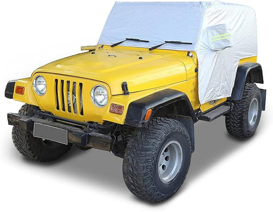 RT-TCZ Car Rain Snow Sunshade Cover Accessories for 1997-2006 Jeep Wrangler TJ Windproof Dustproof Scratch Resistant Outdoor UV Protection Auto Cover
