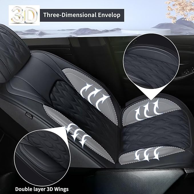 2 Front Car Seat Cover Fit for Nissan Frontier 2009-2023 2024 2025, Faux Leather for Frontier Seat Covers Waterproof Auto Seat Cushion Protector Compatible Airbag (2 Seats,Black)