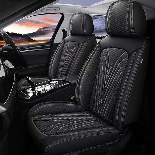 2 Front Car Seat Cover Fit for Nissan Frontier 2009-2023 2024 2025 Faux Leather Breathable Waterproof Frontier Seat Covers Automotive Cushion Protector Compatible Airbag (2 Seats & Black)