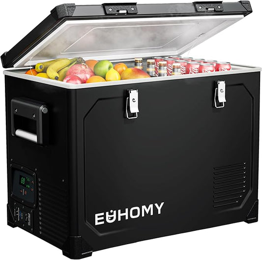 EUHOMY 12 Volt Refrigerator, 48QT Electric Cooler Powered by SECOP, Car Refrigerator -4℉~68℉, 12V Fridge 12/24V DC 110-240V AC, Portable Freezer for Camping, Boat,Travel
