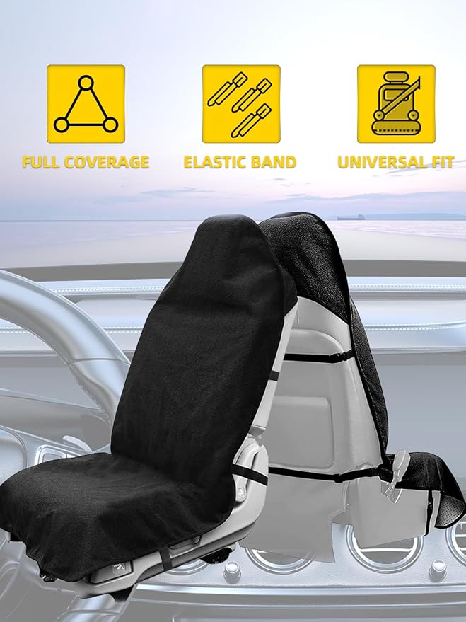 ZIMABLUE Terry Cloth seat Cover Universal Waterproof Car Sport Towel Seat Cushion Non-Slip Sweat-Absorbent Towel Cloth Suitable for All Seasons Waterproof Beach Seat Cover Washable
