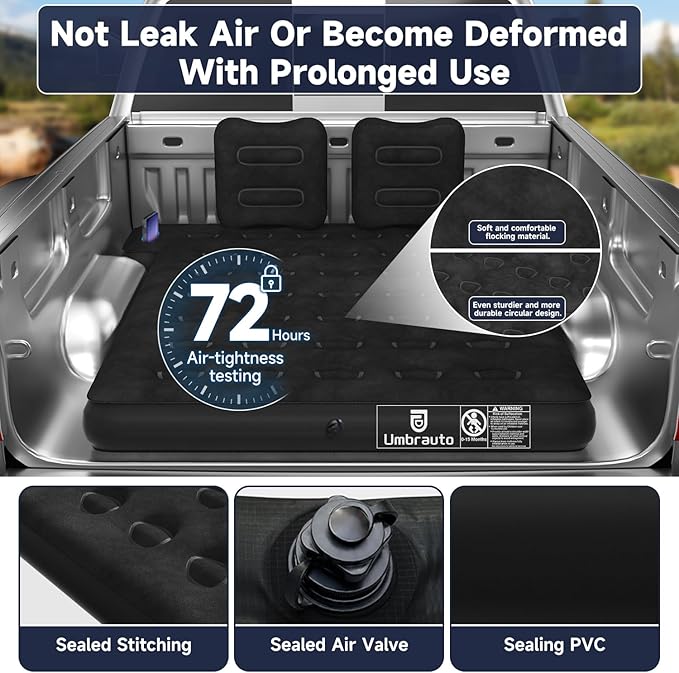 Umbrauto Truck Bed Air Mattress for 5.5-5.8ft Full Size Short Bed, Inflatable Pickup Airbed with Pump for Outdoor Travel