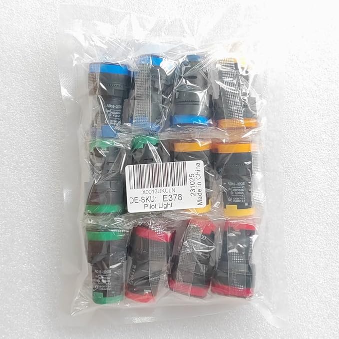 12pcs 22mm AC/DC 12-24V 20mALED Power Indicator, LED Pilot Signal Light Panel Indicator, LED Flash Light (Red/Yellow/Blue/Green, Each Color 3pcs)