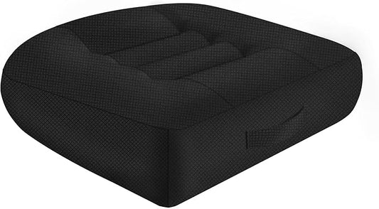 15.7x15.7x4.7 Inches Adjustable Thicknes Car Booster Seat Cushion Office boosr seat Cushion，Nylon Mesh & PP Memory Foam, Height-Adjustable for Driving, Office, Yoga, and Outdoor Use - Black