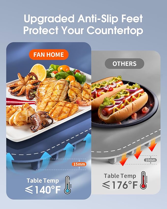 Warming Mat for Food, Electric Warming Tray with 7 Temperature Settings and 6 Hours Timer, Rapid Full Surface Heating, Rollable Portable Food Warmers for Parties, Buffet, Gatherings, Thawing