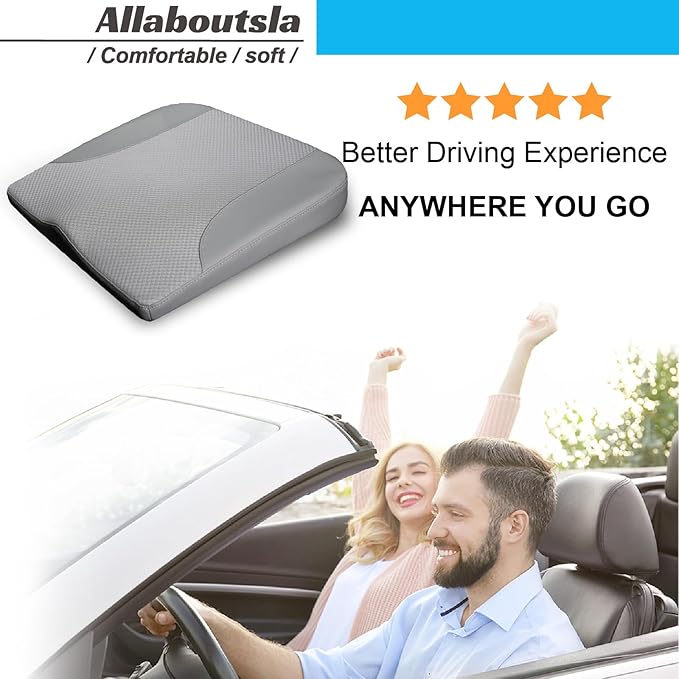 Car Seat Cushion, Car Seat Cushions for Driving with Comfort Memory Foam - Sciatica & Back Pain Relief, Suitable for Car, Truck, Office Chair (Gray)