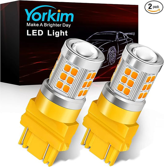 Yorkim 3157 LED Bulb Amber led turn signal bulb, 3157a 3156 led amber lights 3056 3057 4157 bulb led 3157 Replacement for Turn Signal Side Marker Lights, Amber Yellow, pack of 2
