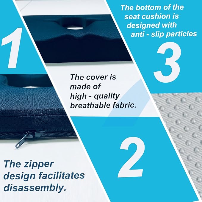 Gel Wheelchair Seat Cushion,Bed Sore Cushions for Butt,Relieve Sciatica,Back,Coccyx,Pressure Sore and Ulcer Pain Relief,Ergonomic Office Chair Cushion, Anti-Slip Cover Removable&Washable (Gray)