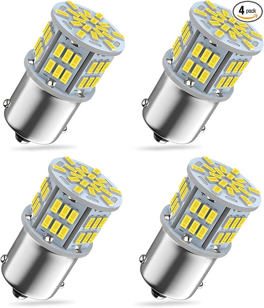 1156 Bulb Reverse Light, Led 1141 1003 7506 BA15S Bulbs, 12V-24V 54-SMD Used for Truck Car Backup Reverse Lights, Tail Parking Lights,Camper Trailer RV Interior Light, 4pcs White