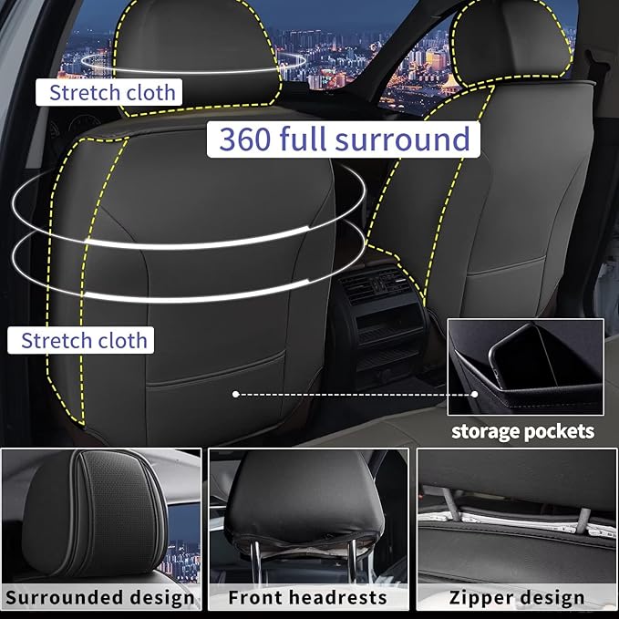 2 Front Car Seat Cover Fit for Nissan Frontier 2009-2024 2025 Faux Leather Seat Cover Cushion Protector Breathable Waterproof Compatible Airbag (2 Seats& Red Line)