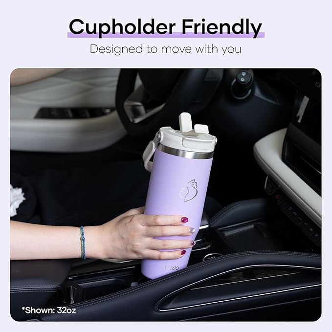 BUZIO 40 oz Tumbler with Handle, Insulated Tumbler with 2-in-1 Lid and Straw, Stainless Steel Vacuum Insulated Iced Coffee Tumbler Cup, Spill-Proof Travel Mug Thermal Cup for Hot and Cold Drinks