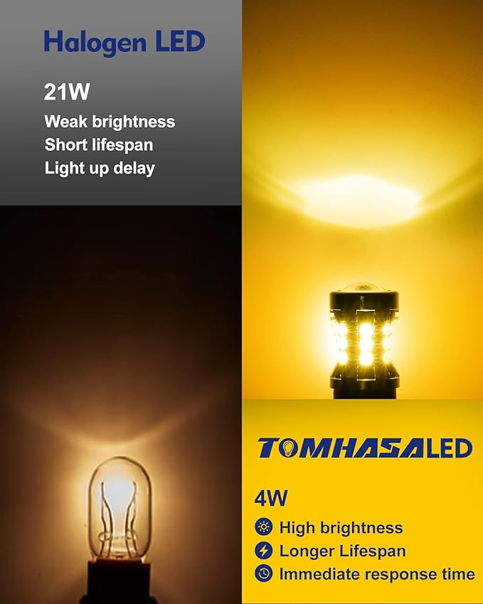 1156 LED Bulbs for Turn Signal Light, Amber Yellow 1141 1003 7506 BA15S LED Replacement Bulbs for Front Rear Turn Signal Light Blinker、Side Marker Lights, Pack of 2