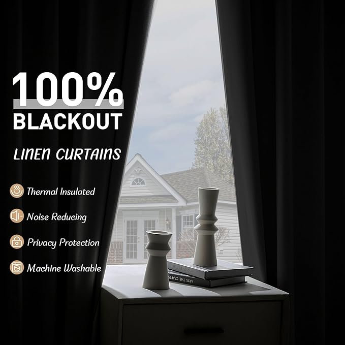 UHITECH Olive Green 36 Inch Curtains for Living Room 2 Panels Short Blackout Curtains Linen Blend for Bedroom Thermal Room Darkening Drapes for Small Windows Black Out