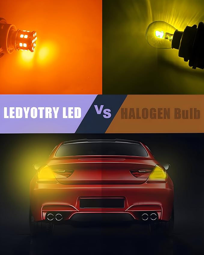 1156 LED Bulb Amber 12V-24V Super Bright 7506 1141 BA15S P21W 1003 LED Bulb for Turn Signal Blinker Lights, Tail Brake Lights, DRL Marker Blinker Parking Lights, Pack of 4