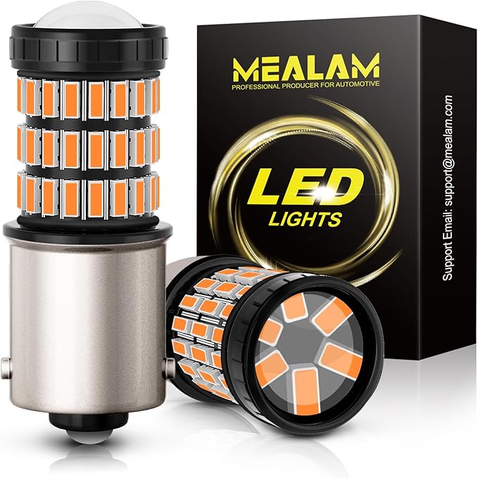 1156 1141 1003 7506 BA15S LED Bulbs Amber Yellow, Super Bright 60 SMD Chips for Car Truck Backup Reverse Light Tail Break Turn Signal Light(Pack of 2)