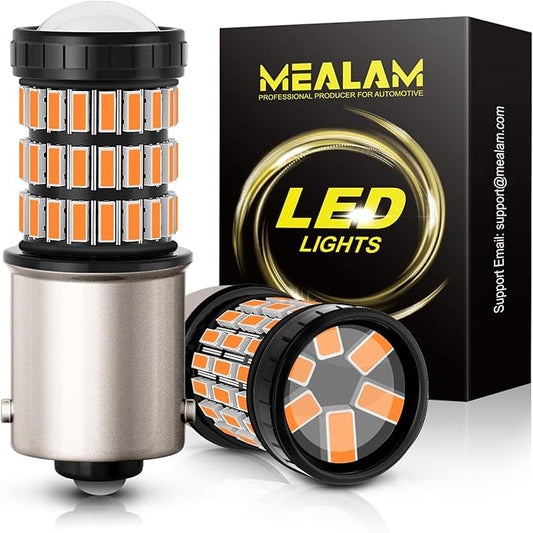 1156 1141 1003 7506 BA15S LED Bulbs Amber Yellow, Super Bright 60 SMD Chips for Car Truck Backup Reverse Light Tail Break Turn Signal Light(Pack of 2)