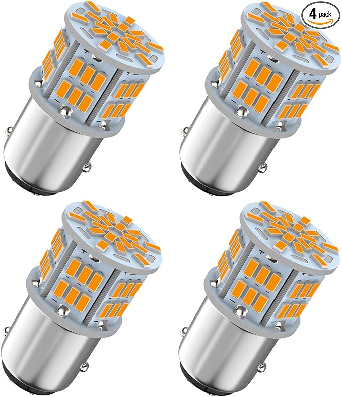 1157 Led Light Bulb Amber Yellow, 12V-24V 1157 7528 2357 2057 BAY15D LED Replacement Light Bulb for Brake Light Tail Light for Car RV Trailer Boat, 54SMD 3014 Chipset,4PCS