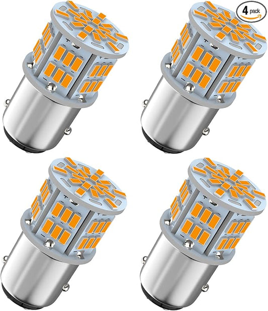 1157 Led Light Bulb Amber Yellow, 12V-24V 1157 7528 2357 2057 BAY15D LED Replacement Light Bulb for Brake Light Tail Light for Car RV Trailer Boat, 54SMD 3014 Chipset,4PCS