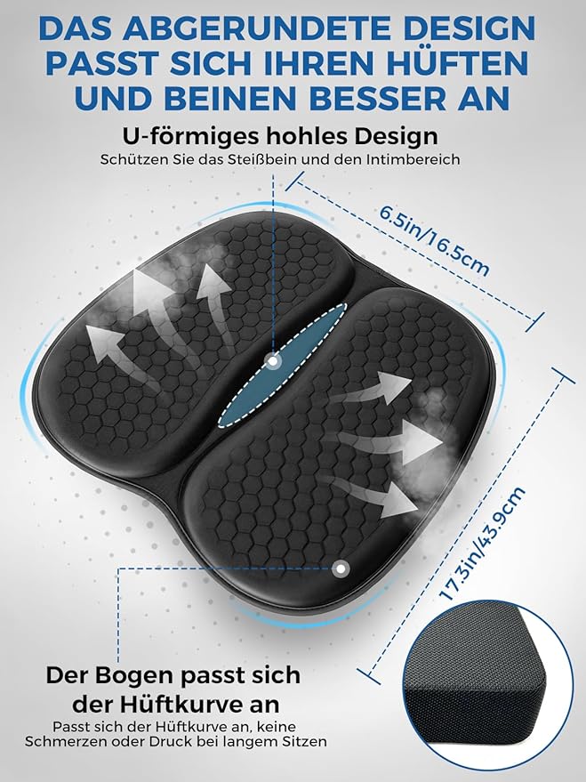 Honeycomb Car Gel Seat Cushion Soft Breathable Maintain a Refreshing Feel Relieve Hip Pressure This Seat Cushion Suitable For All Seasons for Car Office Home Wheelchair Chair Long Sitting Use