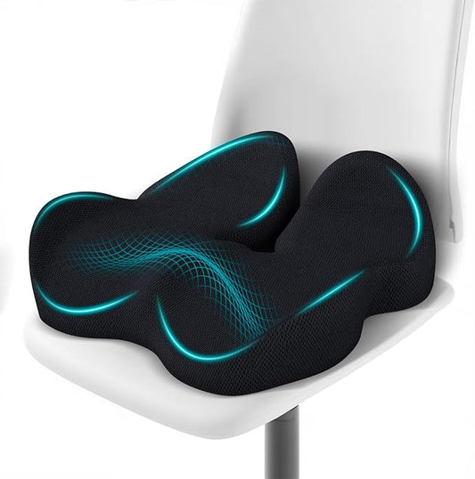 Memory Foam Seat Cushion for Office Chairs & Car Seat - Ergonomic Office Desk Accessories for Tailbone Pain Relief, Sciatica & Back Support