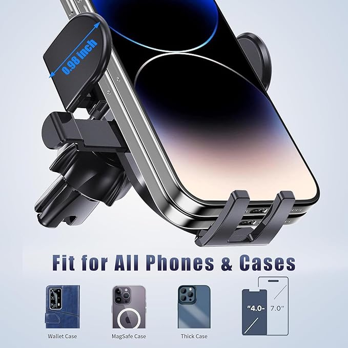 Car Vent Phone Mount, Universal Cell Phone Holder for Car [Upgraded Vent Clip Never Fall Off] Hands Free Air Vent Phone Holders for Your Car,Phone Stand for iPhone and Other Smartphones