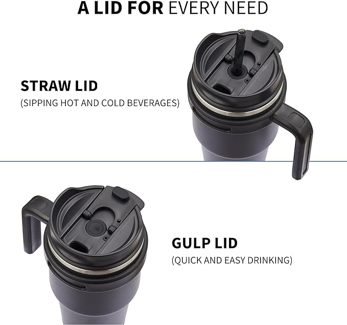 ALOUFEA 20 oz Insulated Coffee Mug Tumbler with Handle, Stainless Steel Travel Mug Tumbler with Lid and Straw,Double Wall Vacuum Leak Proof Ice Coffee Thermal Cup, Red