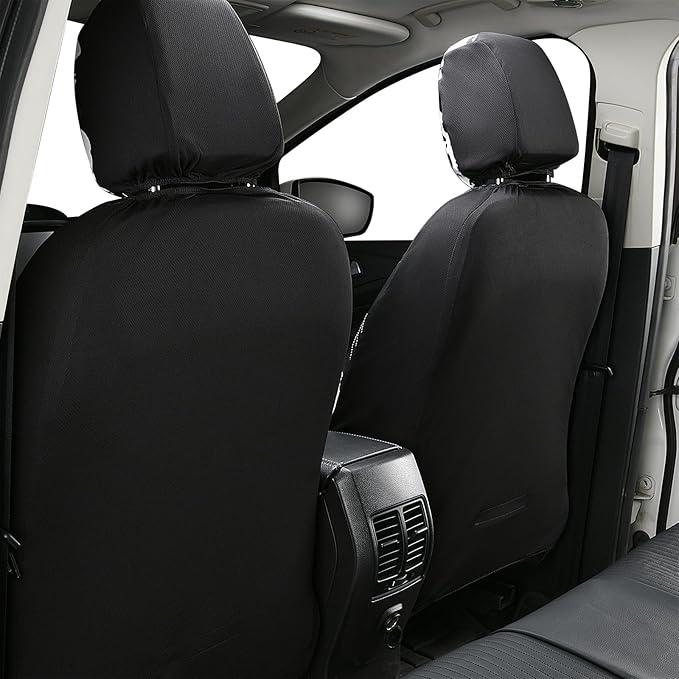 Flying Banner Synthetic Leather car seat Covers Full Set Front and Rear Bench Fashion Easy Installation Cup Holder Free (Black & Cow Print, Low Bucket - Full Set)