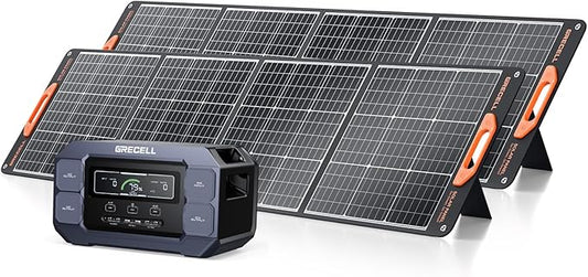 Portable Power Station 2200W GRECELL with Solar Panel 2×200W, LiFePO4 Battery, Fast Charging, Solar Generator for Camping Home Backup RV