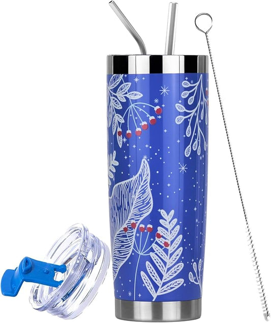 Drinco - 20 oz Stainless Steel Tumbler | Double Walled Vacuum Insulated Mug With Lid, 2 Straws, For Hot & Cold Drinks (20oz Nampa, 20oz)