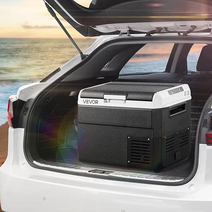 VEVOR 12 Volt Car Refrigerator, 31.7QT/30L Car Fridge, Portable Electric Cooler with -4℉~68℉ Adjustable Temperature, 12/24V DC and 100-240V AC Compressor Freezer for Outdoor, Camping, Travel, RV