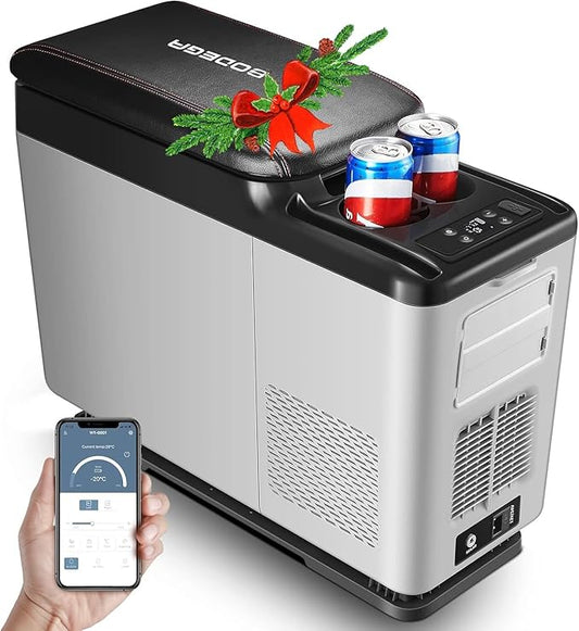 BODEGA 12 Volt Refrigerator, 16 Quart (15L) Car Fridge, Portable Refrigerator (-4℉-68℉), 12/24V DC for Outdoor, Vehicles, Camping, Travel