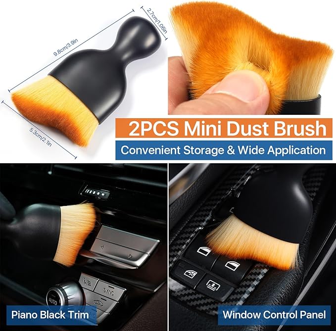 Car Ultra Soft Bristles Detailing Brushes, Curveball XL Synthetic Brushes, Interior Dusting Brush with Storage Rack, Automotive Detail Brush for Truck, SUV, RV, Cleaner for Door Panels- Red