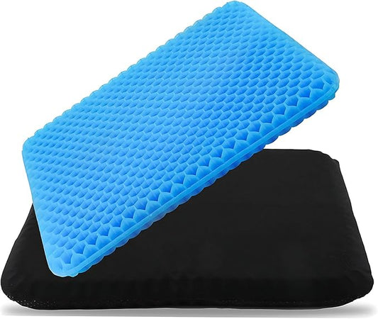 Ergonomic Gel Seat Cushion for Long Sitting, Tailbone and Coccyx Pain Relief, Office Chair Comfort, Wheelchair Pad, Chair Cushion for Back Support, Comfort Wheelchair Seat Cushions (Blue)