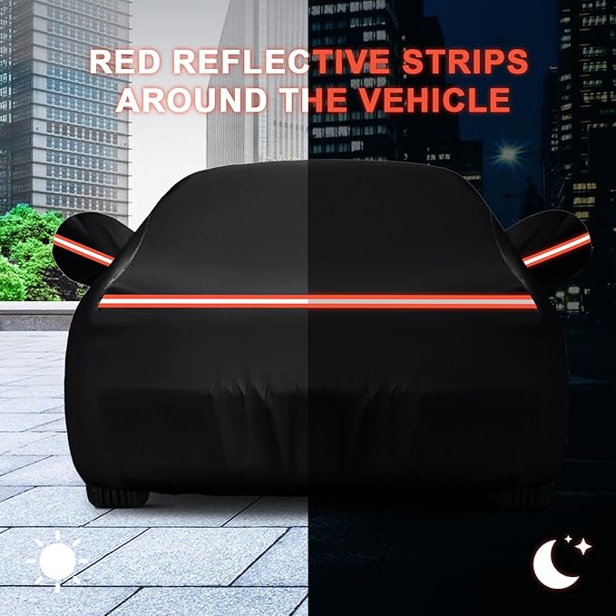 QUNSUNUS Waterproof Car Cover for Chevrolet El Camino 1964-1967/1978-1987, Outdoor Car Cover with Zipper, Full Exterior Car Covers for Automobiles All Weather with Wind, Sun, UV and Dust Protection