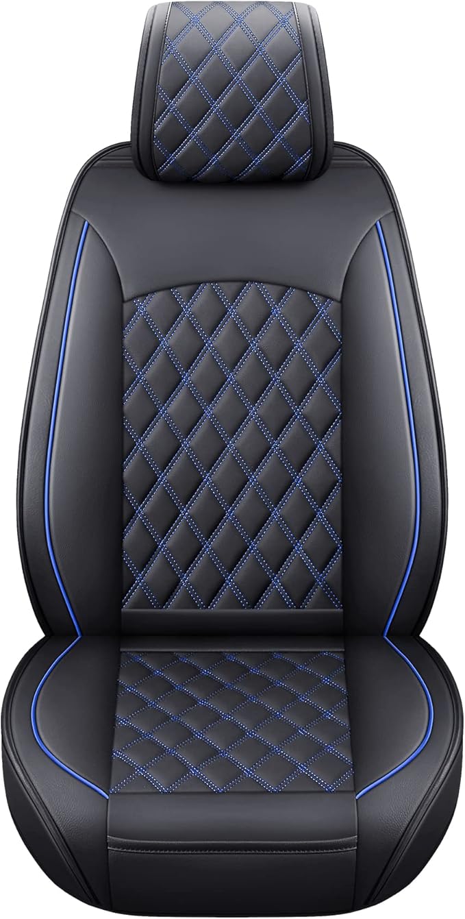 Aierxuan Toyota Tacoma Seat Covers Custom Fit 2005-2025 TRD Off-Road Overlanding Concept SR5 Double Cab Pickup Truck Waterproof Leather Front Car Cushions(2 PCS Front,Black-Blue)