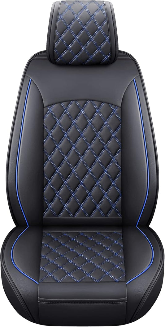 Aierxuan Toyota Tacoma Seat Covers Custom Fit 2005-2025 TRD Off-Road Overlanding Concept SR5 Double Cab Pickup Truck Waterproof Leather Front Car Cushions(2 PCS Front,Black-Blue)