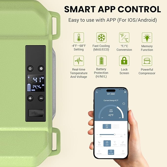 Car Refrigerator 12v Portable Fridge for Car, Auto 19 Quart Freezer Cooler, -4℉—68℉ 12/24V DC 100~240 Volt AC for Truck, Camping, Travel, Vehicles, RV