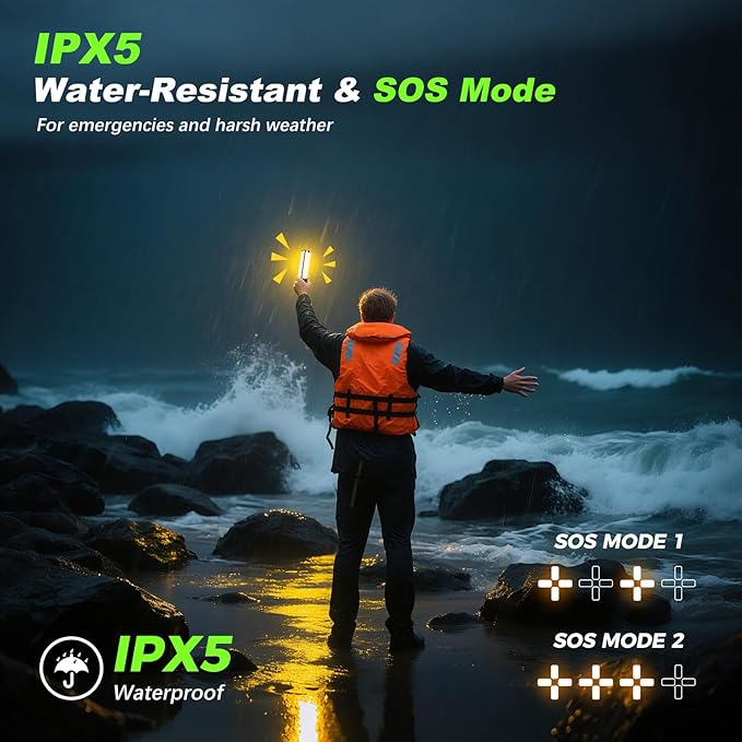 Camping Lights with Remote & Stand 6 Ft,14000 mAh Rechargeable Camping Lantern Tent Light, 6000 Lumen Magnetic Work Light,Portable Outdoor Light for Hiking,Camping,Emergency,Power Outages