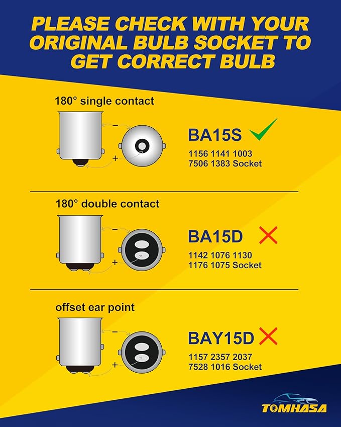 1156 LED Bulbs Backup Reverse Light, 6000K Bright White 1141 1003 7506 BA15S LED Replacement Bulbs for Backup Reverse Lights, Turn Signal Lights, Brake Blinker Lights, Pack of 2