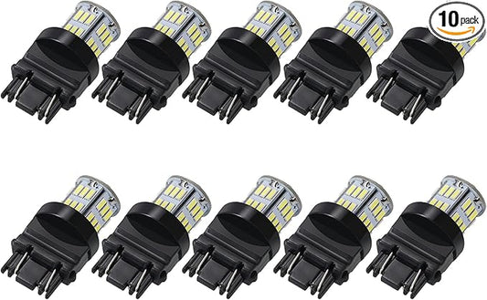 10 Packs LED Light Bulbs Super Bright 3157 3156 3057 4057 4157 for Cars 12V Non-Polarity 39-SMD LED Chipsets with Projector for Turn Signal Lights Taillights Replacement (White)