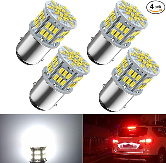 1157 Led Brake Light Bulb, 12V-24V 1157 7528 2357 2057 BAY15D LED Replacement Light Bulb for Brake Tail Light for Car RV Trailer Boat, 54SMD 3014 Chipset White light, 4PCS