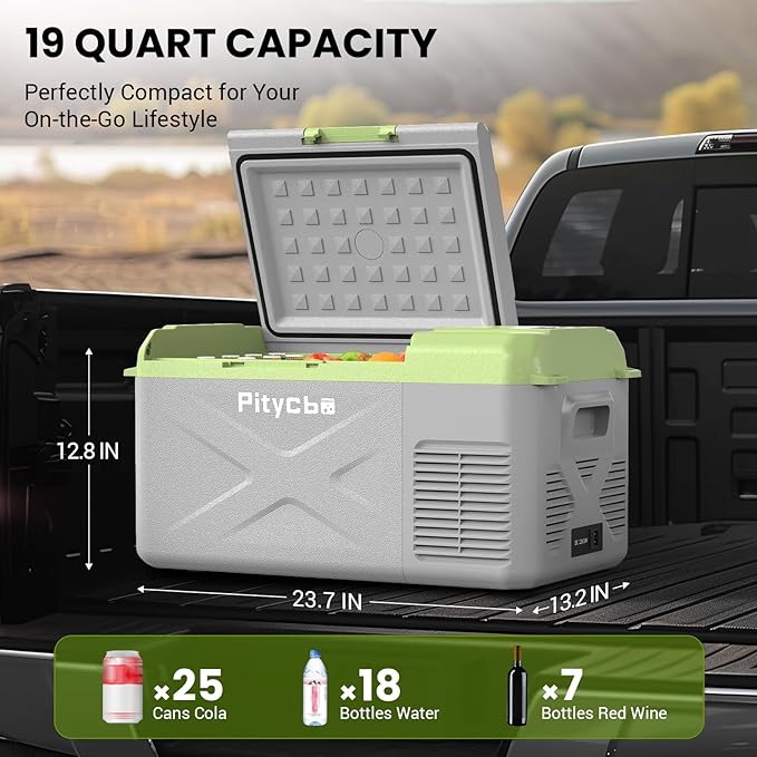 Car Refrigerator 12v Portable Fridge for Car, Auto 19 Quart Freezer Cooler, -4℉—68℉ 12/24V DC 100~240 Volt AC for Truck, Camping, Travel, Vehicles, RV