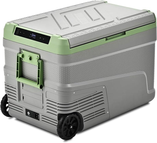 EUHOMY 12 Volt Refrigerator, 48QT Electric Cooler Usable Battery, Car Refrigerator 0℉~68℉, 12V Fridge 12/24V DC 110-240V AC, Portable Freezer with Wheels for Camping, Travel, Truck, Outdoor