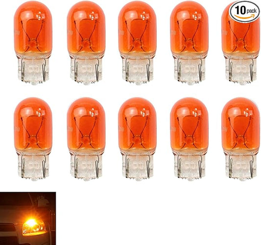 10 PCS Car T20 1881/7440 Turn Signal Bulb, Waterproof Lamp Housing Single Filament Bulb, Miniature Light Reverse, Parking, Tail Light, Plug and Play, Replacement for Cars, Trucks, SUVs (Amber)