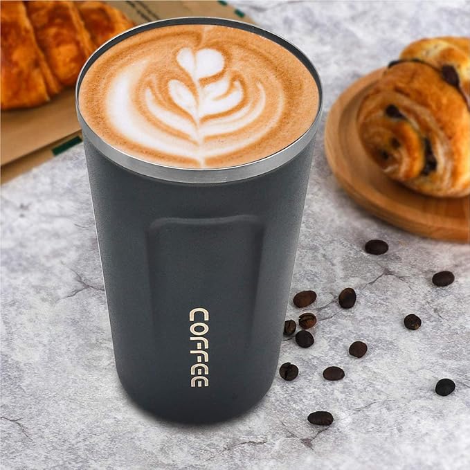 MOMSIV 12oz Travel Mug, Insulated Coffee Cup with Leakproof Lid, Vacuum Stainless Steel Double Walled Reusable Tumbler for Hot and Cold Water Coffee and Tea In Travel and Car Blue