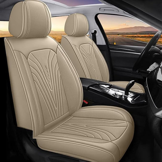 Seat Covers Fit for Nissan Frontier 2009-2024 2025: Faux Leather Car Seat Covers Full Set Breathable Waterproof Seat Cushions (5 Seats; Beige)